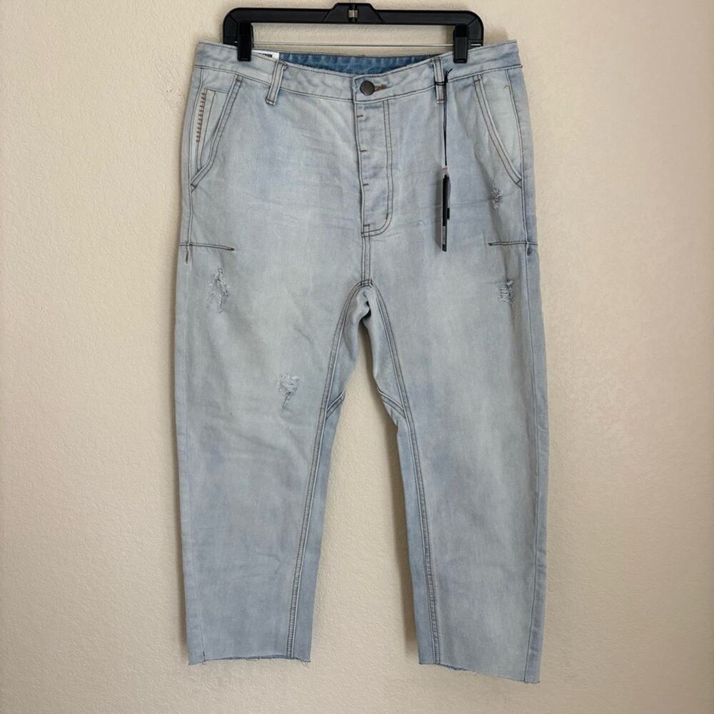 One Teaspoon Mr Browns Mens Light Blue Denim Jeans 36RL Low Slung Tapered Leg